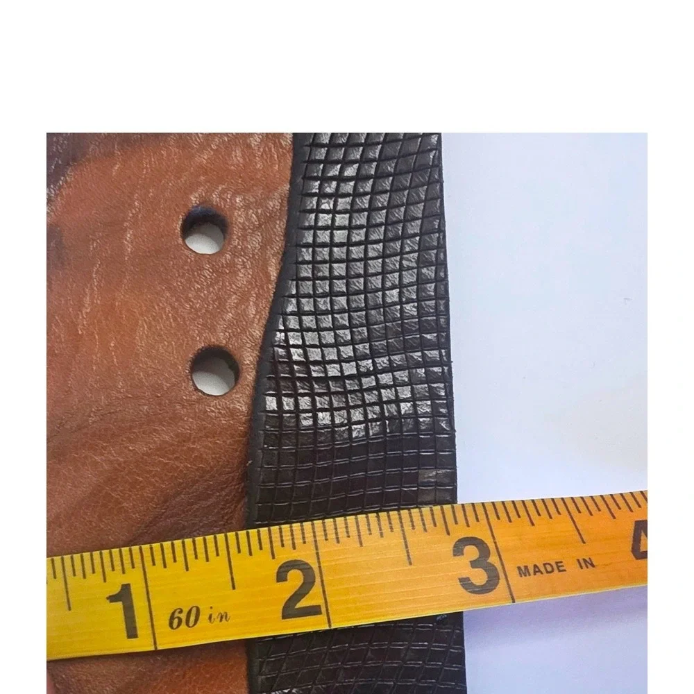 Handmade Lebanon Two Tone Brown Black Leather Wide Waist Belt Large CAYAK 415.00